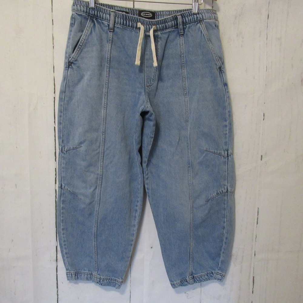 Scoop Jeans L 12 14 Barrel High Rise Pull On Darted Boho Festival